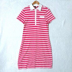 346 BROOKS BROTHERS Striped Preppy Resort Belted Knit Polo Mini Shirt Dress M